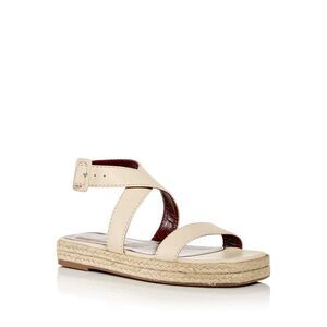 STAUD Womens Beige Padded Lara Square Toe Platform Leather Espadrille Shoes 38